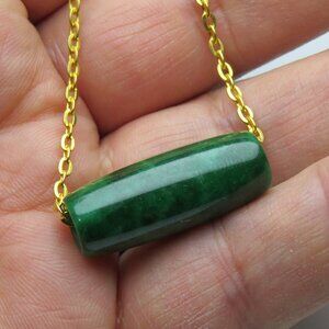 14k Jade Oval Barrel Bead Chain Slide Pendant